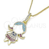 Collares con Dije 04.207.0014.20 Oro Laminado, Diseño de Niñita Pequeña, con Multicolor Micro Pave, Esmaltado Blanco, Tono Dorado (02 MM Thickness, 20 Inches Length)