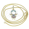 Collares con Dije 04.207.0014.20 Oro Laminado, Diseño de Niñita Pequeña, con Multicolor Micro Pave, Esmaltado Blanco, Tono Dorado (02 MM Thickness, 20 Inches Length)