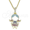 Collares con Dije 04.207.0014.20 Oro Laminado, Diseño de Niñita Pequeña, con Multicolor Micro Pave, Esmaltado Blanco, Tono Dorado (02 MM Thickness, 20 Inches Length)