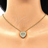 Collares con Dije 04.207.0015.18 Oro Laminado, Diseño de Corazón y Niñita Pequeña, con Blanca Micro Pave, Pulido, Tono Dorado (02 MM Thickness, 18 Inches Length)