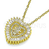 Collares con Dije 04.207.0015.18 Oro Laminado, Diseño de Corazón y Niñita Pequeña, con Blanca Micro Pave, Pulido, Tono Dorado (02 MM Thickness, 18 Inches Length)