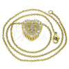 Collares con Dije 04.207.0015.18 Oro Laminado, Diseño de Corazón y Niñita Pequeña, con Blanca Micro Pave, Pulido, Tono Dorado (02 MM Thickness, 18 Inches Length)