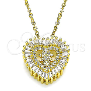 Collares con Dije 04.207.0015.18 Oro Laminado, Diseño de Corazón y Niñita Pequeña, con Blanca Micro Pave, Pulido, Tono Dorado (02 MM Thickness, 18 Inches Length)