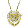 Collares con Dije 04.207.0015.18 Oro Laminado, Diseño de Corazón y Niñita Pequeña, con Blanca Micro Pave, Pulido, Tono Dorado (02 MM Thickness, 18 Inches Length)