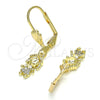 Arete Colgante 02.316.0064 Oro Laminado, Diseño de Niñita Pequeña, con Blanca Micro Pave, Pulido, Tono Dorado
