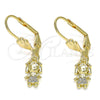 Arete Colgante 02.316.0064 Oro Laminado, Diseño de Niñita Pequeña, con Blanca Micro Pave, Pulido, Tono Dorado
