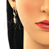 Arete Colgante 02.316.0064.1 Oro Laminado, Diseño de Niñita Pequeña, con Multicolor Micro Pave, Pulido, Tono Dorado