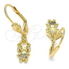 Arete Colgante 02.316.0064.1 Oro Laminado, Diseño de Niñita Pequeña, con Multicolor Micro Pave, Pulido, Tono Dorado