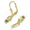 Arete Colgante 02.316.0064.2 Oro Laminado, Diseño de Niñita Pequeña, con Negro Micro Pave, Pulido, Tono Dorado