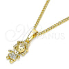 Collares con Dije 04.316.0001.20 Oro Laminado, Diseño de Niñita Pequeña, con Blanca Micro Pave, Pulido, Tono Dorado (02 MM Thickness, 20 Inches Length)