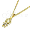 Collares con Dije 04.316.0001.1.20 Oro Laminado, Diseño de Niñita Pequeña, con Multicolor Micro Pave, Pulido, Tono Dorado (02 MM Thickness, 20 Inches Length)