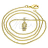 Collares con Dije 04.316.0001.1.20 Oro Laminado, Diseño de Niñita Pequeña, con Multicolor Micro Pave, Pulido, Tono Dorado (02 MM Thickness, 20 Inches Length)
