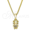 Collares con Dije 04.316.0001.1.20 Oro Laminado, Diseño de Niñita Pequeña, con Multicolor Micro Pave, Pulido, Tono Dorado (02 MM Thickness, 20 Inches Length)