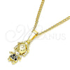 Collares con Dije 04.316.0001.2.20 Oro Laminado, Diseño de Niñita Pequeña, con Negro Micro Pave, Pulido, Tono Dorado (02 MM Thickness, 20 Inches Length)