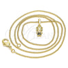 Collares con Dije 04.316.0001.2.20 Oro Laminado, Diseño de Niñita Pequeña, con Negro Micro Pave, Pulido, Tono Dorado (02 MM Thickness, 20 Inches Length)