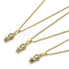 Collares con Dije 04.316.0001.2.20 Oro Laminado, Diseño de Niñita Pequeña, con Negro Micro Pave, Pulido, Tono Dorado (02 MM Thickness, 20 Inches Length)