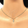 Juego de Arete y Dije de Adulto 10.316.0056 Oro Laminado, Diseño de Niñita Pequeña, con Blanca Micro Pave, Pulido, Tono Dorado