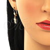 Juego de Arete y Dije de Adulto 10.316.0056 Oro Laminado, Diseño de Niñita Pequeña, con Blanca Micro Pave, Pulido, Tono Dorado
