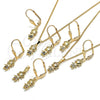 Juego de Arete y Dije de Adulto 10.316.0056 Oro Laminado, Diseño de Niñita Pequeña, con Blanca Micro Pave, Pulido, Tono Dorado