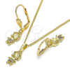 Juego de Arete y Dije de Adulto 10.316.0056.1 Oro Laminado, Diseño de Niñita Pequeña, con Multicolor Micro Pave, Pulido, Tono Dorado