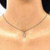 Juego de Arete y Dije de Adulto 10.316.0057 Oro Laminado, Diseño de Niñito Pequeño, con Blanca Micro Pave, Pulido, Tono Dorado