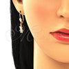 Juego de Arete y Dije de Adulto 10.316.0057 Oro Laminado, Diseño de Niñito Pequeño, con Blanca Micro Pave, Pulido, Tono Dorado