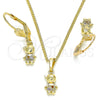 Juego de Arete y Dije de Adulto 10.316.0057.1 Oro Laminado, Diseño de Niñito Pequeño, con Multicolor Micro Pave, Pulido, Tono Dorado