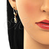 Juego de Arete y Dije de Adulto 10.316.0057.2 Oro Laminado, Diseño de Niñito Pequeño, con Negro Micro Pave, Pulido, Tono Dorado