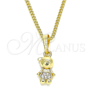 Collares con Dije 04.316.0002.20 Oro Laminado, Diseño de Niñito Pequeño, con Multicolor Micro Pave, Pulido, Tono Dorado (02 MM Thickness, 20 Inches Length)