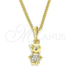 Collares con Dije 04.316.0002.20 Oro Laminado, Diseño de Niñito Pequeño, con Multicolor Micro Pave, Pulido, Tono Dorado (02 MM Thickness, 20 Inches Length)