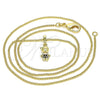 Collares con Dije 04.316.0002.2.20 Oro Laminado, Diseño de Niñito Pequeño, con Micro Pave Negro, Pulido, Tono Dorado (Grosor 02 MM, 20 Pulgadas de Largo)