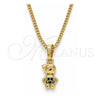 Collares con Dije 04.316.0002.2.20 Oro Laminado, Diseño de Niñito Pequeño, con Micro Pave Negro, Pulido, Tono Dorado (Grosor 02 MM, 20 Pulgadas de Largo)