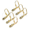 Arete Colgante 02.316.0065.2 Oro Laminado, Diseño de Niñito Pequeño, con Negro Micro Pave, Pulido, Tono Dorado