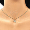 Collares con Dije 04.316.0003.20 Oro Laminado, Diseño de Mariposa, con Blanca Micro Pave, Pulido, Tono Dorado (02 MM Thickness, 20 Inches Length)