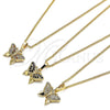 Collares con Dije 04.316.0003.1.20 Oro Laminado, Diseño de Mariposa, con Multicolor Micro Pave, Pulido, Tono Dorado (02 MM Thickness, 20 Inches Length)