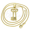 Collares con Dije 04.213.0192.20 Oro Laminado, Diseño de Llave, con Blanca Cristal, Pulido, Tono Dorado (20 Inches Length)