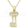 Collares con Dije 04.213.0192.20 Oro Laminado, Diseño de Llave, con Blanca Cristal, Pulido, Tono Dorado (20 Inches Length)