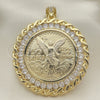 Dije Religioso 05.253.0075 Oro Laminado, Diseño de Moneda Centenario y Angel, con Zirconia Cubica Blanca, Pulido, Tono Dorado