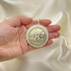 Dije Religioso 05.253.0078 Oro Laminado, Diseño de Moneda Centenario y Angel, con Zirconia Cubica Blanca, Pulido, Tono Dorado