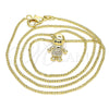 Collares con Dije 04.195.0054.20 Oro Laminado, Diseño de Niñito Pequeño, con Negro and Blanca Micro Pave, Pulido, Tono Dorado (02 MM Thickness, 20 Inches Length)