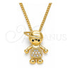 Collares con Dije 04.195.0054.20 Oro Laminado, Diseño de Niñito Pequeño, con Micro Pave Negro y Blanca, Pulido, Tono Dorado (Grosor 02 MM, 20 Pulgadas de Largo)
