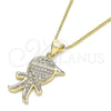 Collares con Dije 04.195.0055.18 Oro Laminado, Diseño de Niñito Pequeño, con Blanca Micro Pave, Pulido, Tono Dorado (02 MM Thickness, 18 Inches Length)