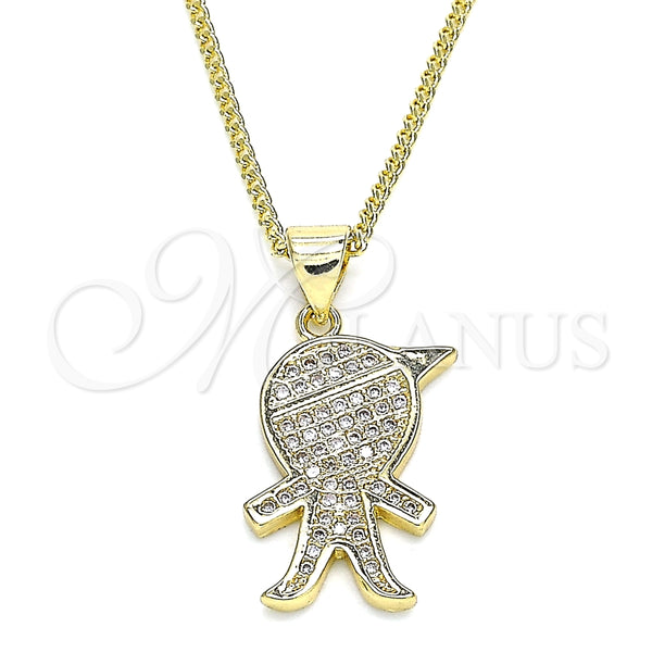 Collares con Dije 04.195.0055.18 Oro Laminado, Diseño de Niñito Pequeño, con Blanca Micro Pave, Pulido, Tono Dorado (02 MM Thickness, 18 Inches Length)