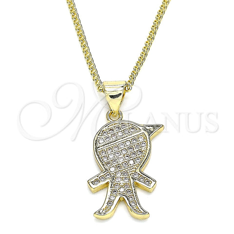 Collares con Dije 04.195.0055.18 Oro Laminado, Diseño de Niñito Pequeño, con Blanca Micro Pave, Pulido, Tono Dorado (02 MM Thickness, 18 Inches Length)