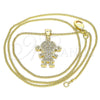 Collares con Dije 04.195.0056.20 Oro Laminado, Diseño de Niñita Pequeña, con Blanca Micro Pave, Pulido, Tono Dorado (02 MM Thickness, 20 Inches Length)