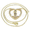 Collares con Dije 04.195.0058.18 Oro Laminado, Diseño de Corazón y Niñito Pequeño, con Zafiro Azul and Blanca Micro Pave, Pulido, Tono Dorado (02 MM Thickness, 18 Inches Length)