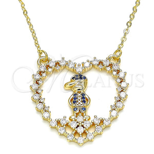 Collares con Dije 04.195.0058.18 Oro Laminado, Diseño de Corazón y Niñito Pequeño, con Zafiro Azul and Blanca Micro Pave, Pulido, Tono Dorado (02 MM Thickness, 18 Inches Length)