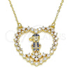 Collares con Dije 04.195.0058.18 Oro Laminado, Diseño de Corazón y Niñito Pequeño, con Zafiro Azul and Blanca Micro Pave, Pulido, Tono Dorado (02 MM Thickness, 18 Inches Length)