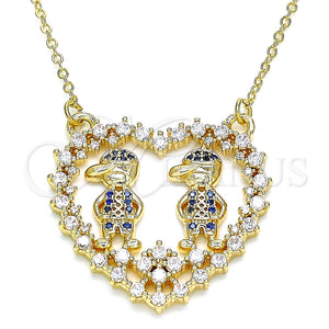 Collares con Dije 04.195.0060.18 Oro Laminado, Diseño de Corazón y Niñito Pequeño, con Zafiro Azul and Blanca Micro Pave, Pulido, Tono Dorado (02 MM Thickness, 18 Inches Length)