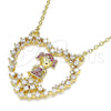 Collares con Dije 04.195.0061.18 Oro Laminado, Diseño de Corazón y Niñita Pequeña, con Rubi and Blanca Micro Pave, Pulido, Tono Dorado (02 MM Thickness, 18 Inches Length)